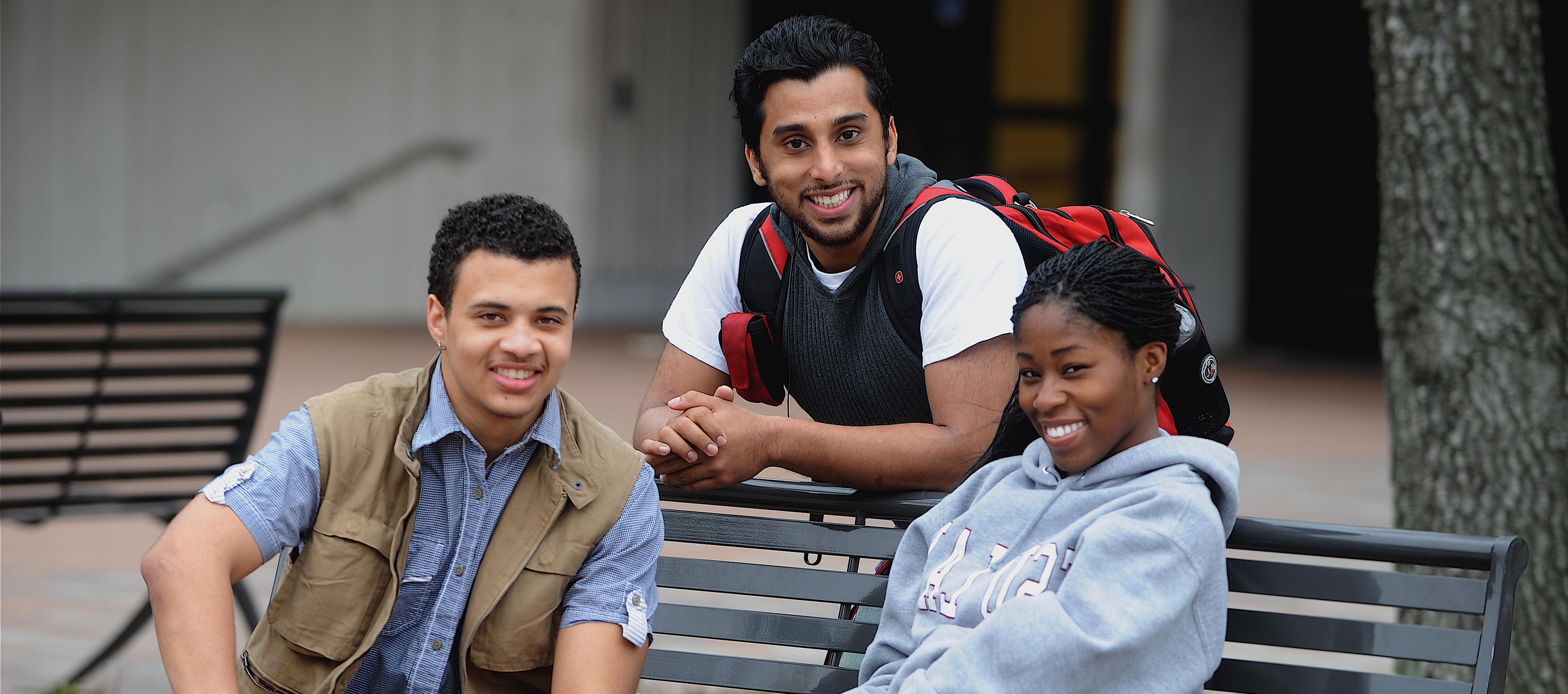 Three students at the bench